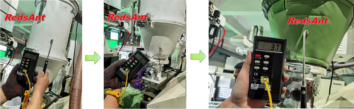 surface temperature test of hopper dryer